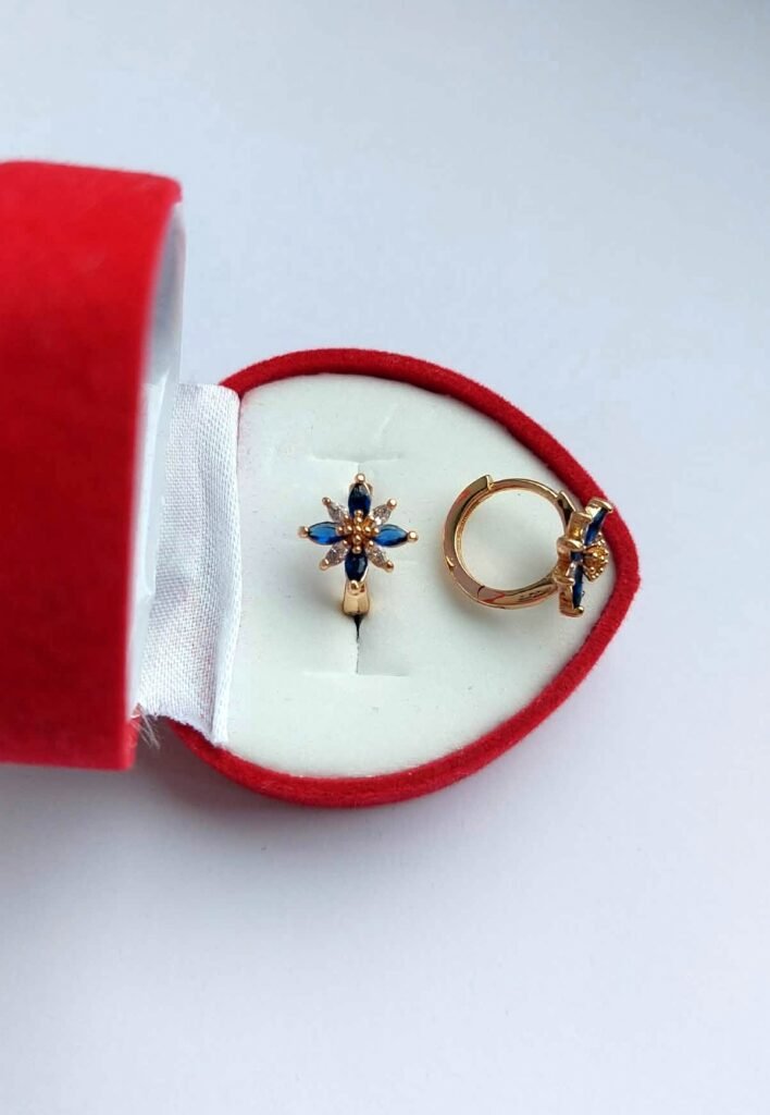 Auskarai "Mėlynos gėlytės" (1,2cm.)